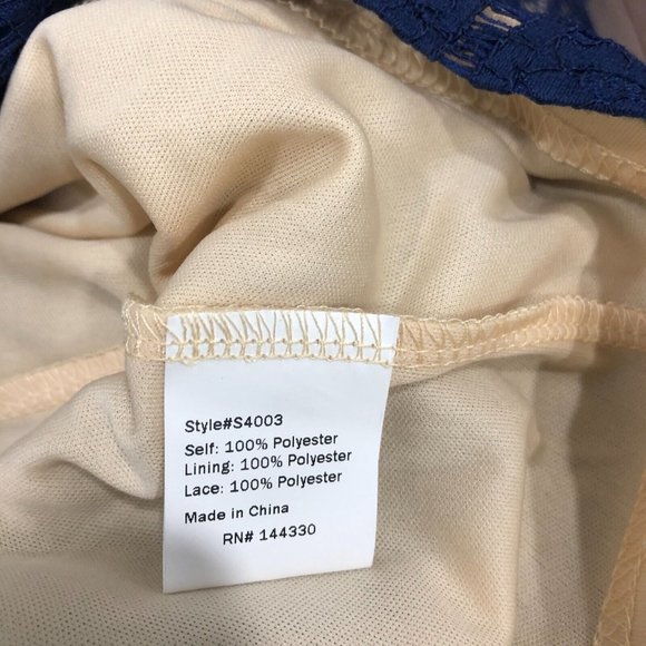 Blue Rain Rair Sz L Blue Floral Lace Outer Design Back Zip Knee Length Skirt - Picture 7 of 9